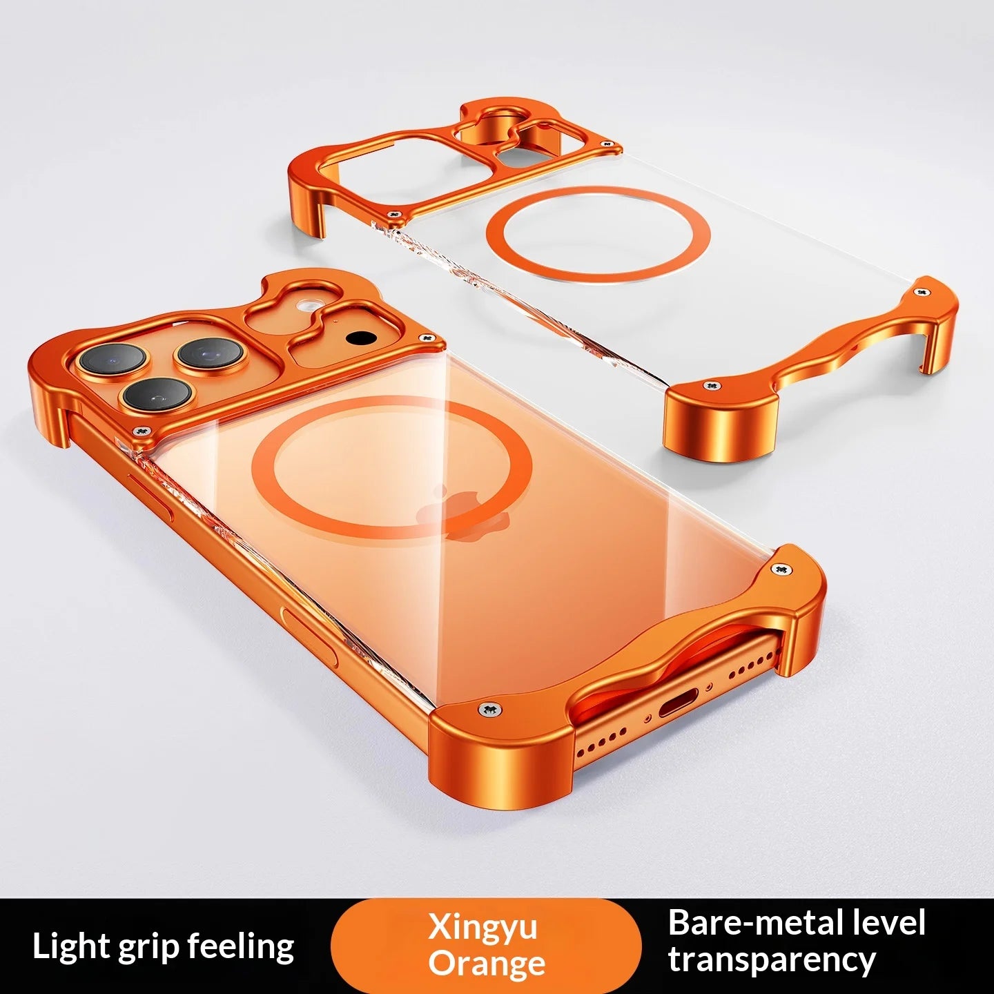 Luxury Aluminum Alloy Frameless Magnetic Phone Case For IPhone 17Air 17 Por Max For Magsafe Highly Transparent BackPanel Cover
