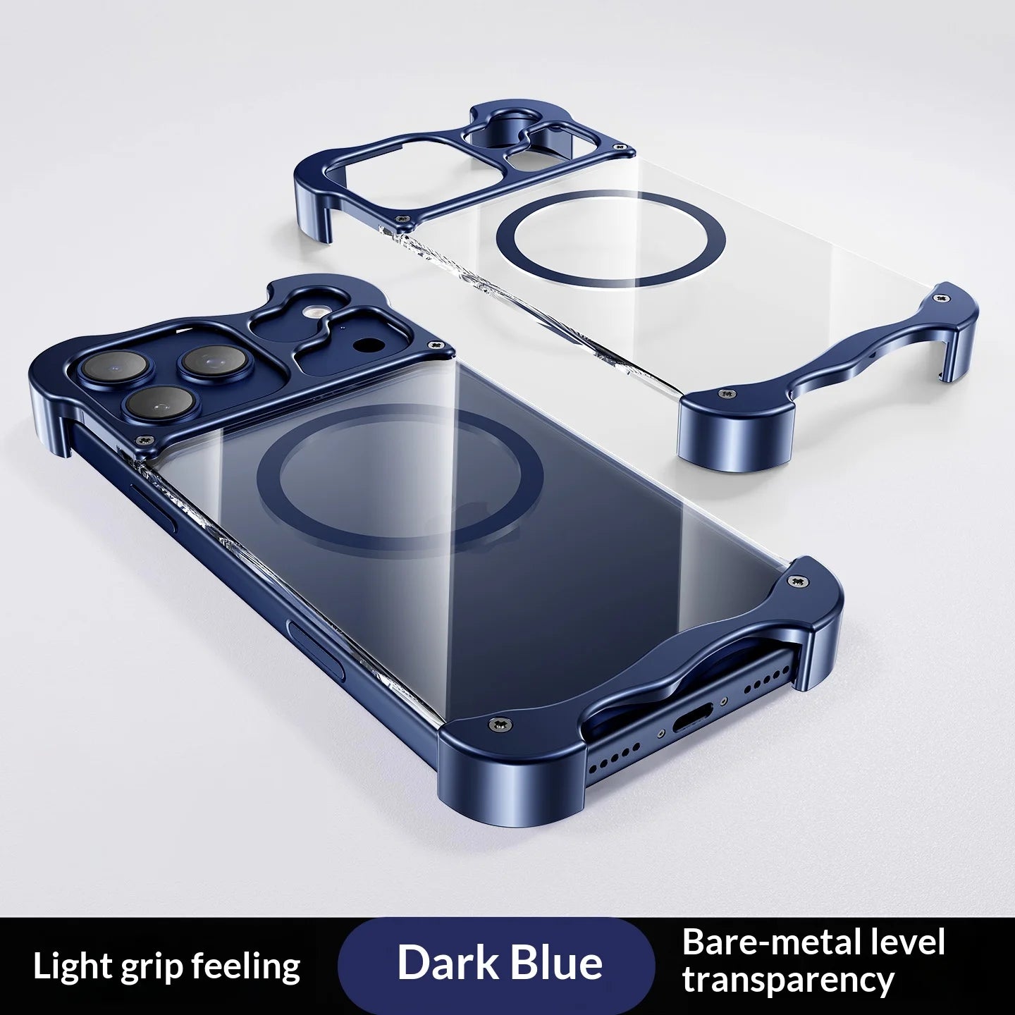 Luxury Aluminum Alloy Frameless Magnetic Phone Case For IPhone 17Air 17 Por Max For Magsafe Highly Transparent BackPanel Cover