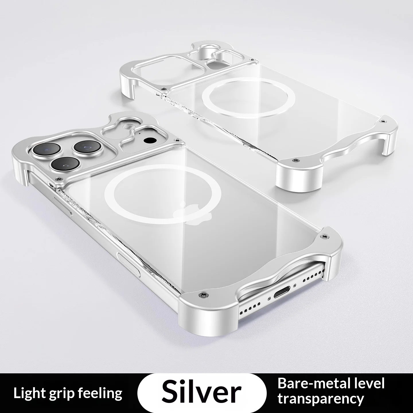 Luxury Aluminum Alloy Frameless Magnetic Phone Case For IPhone 17Air 17 Por Max For Magsafe Highly Transparent BackPanel Cover
