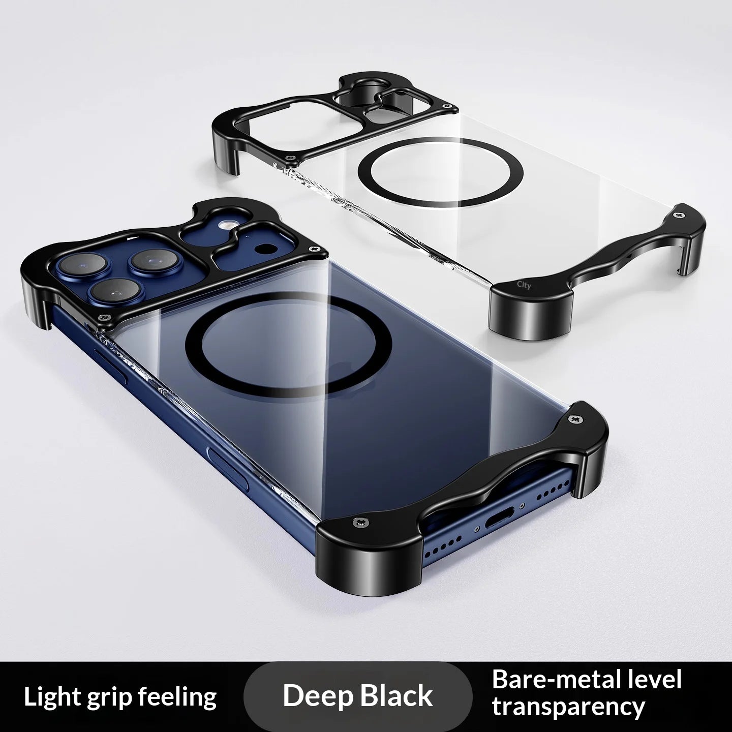 Luxury Aluminum Alloy Frameless Magnetic Phone Case For IPhone 17Air 17 Por Max For Magsafe Highly Transparent BackPanel Cover