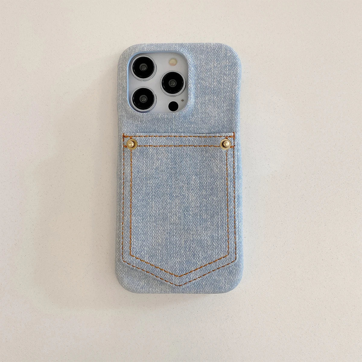 Luxury Denim Leather Card Bag Case For iPhone 15 14 13 12 11 Pro Max