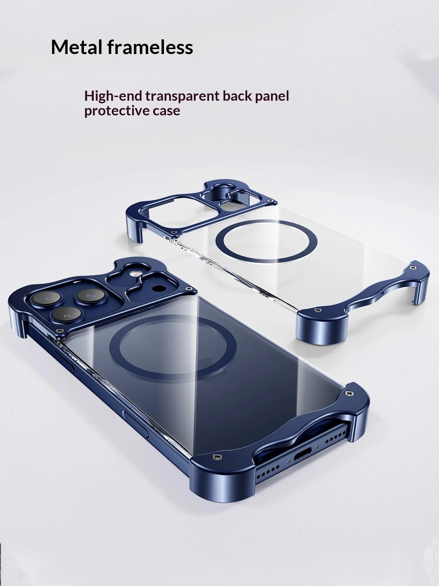 Luxury Aluminum Alloy Frameless Magnetic Phone Case For IPhone 17Air 17 Por Max For Magsafe Highly Transparent BackPanel Cover